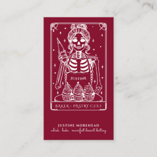 Carte De Visite Tarot Skeleton Baker Whisk Cupcake Bourgogne