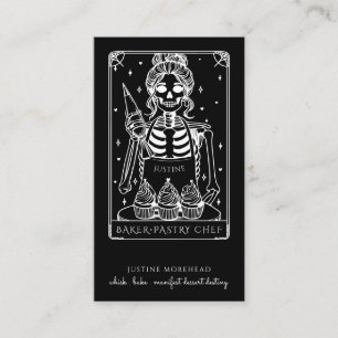 Carte De Visite Tarot Skeleton Baker Whisk Cupcake Noir