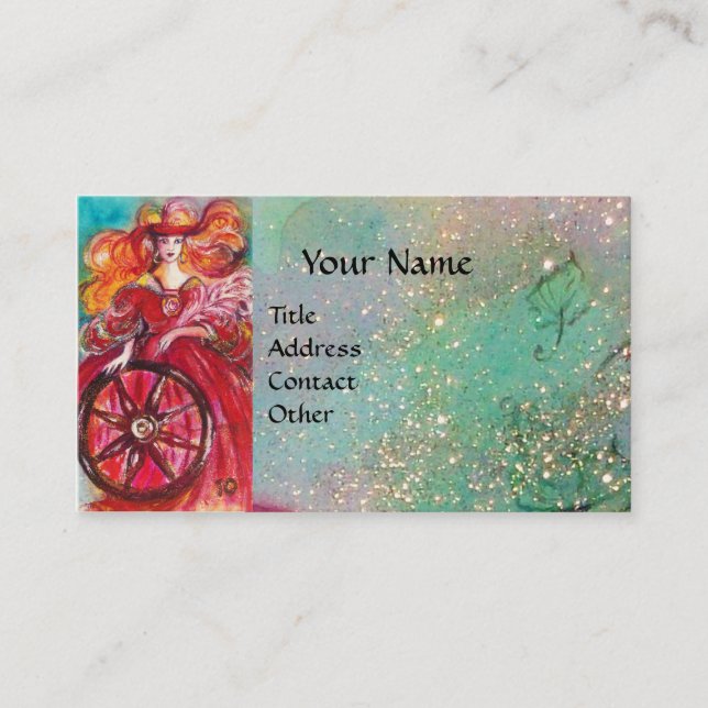 CARTE DE VISITE TAROTES DES OMBRES PERDUES / LA ROUE DE FORTUNE (Devant)