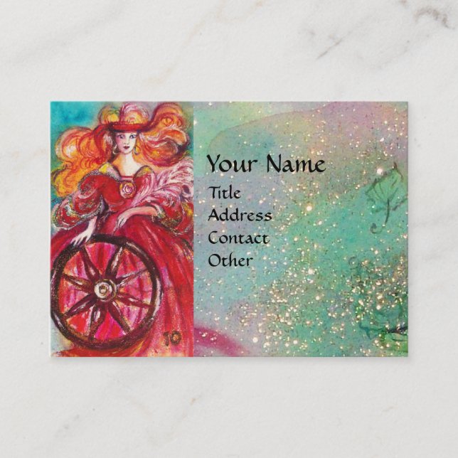 CARTE DE VISITE TAROTES DES OMBRES PERDUES / LA ROUE DE FORTUNE (Devant)