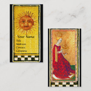 CARTE DE VISITE TAROTS DE RENAISSANCE ANTIQUE /SOLEIL ET REINE DES