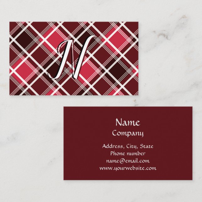 Carte De Visite Tartan classique écossais Motif rouge noir personn (Devant / Derrière)