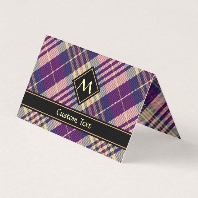 Carte De Visite Tartan mauve, or et bleu (Devant)