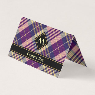 Carte De Visite Tartan Violet, Or et Bleu