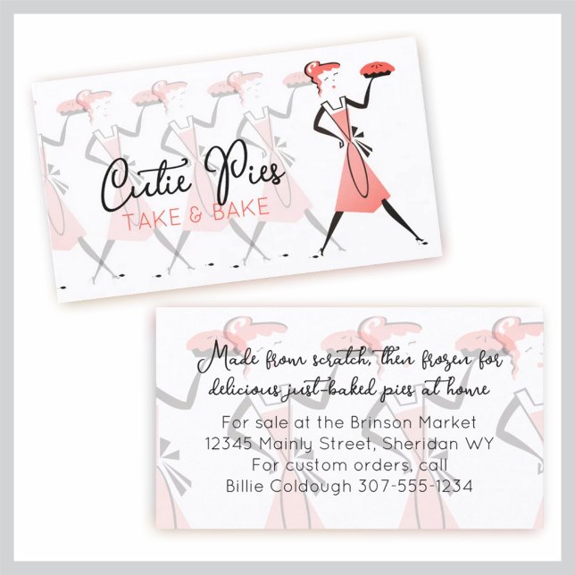 Carte De Visite Tarte rétro femme boulangerie pâtisserie chef culi (Créateur téléchargé)