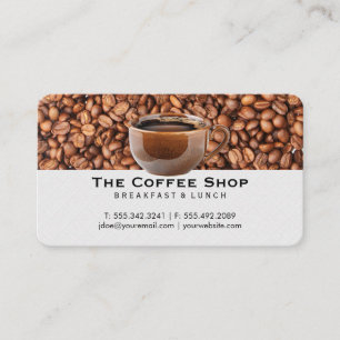 Carte De Visite Tas de grains de café Tasse de café marron