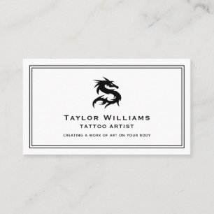 Carte De Visite Tatouage Artiste Dragon Illustration Noir Et Blanc