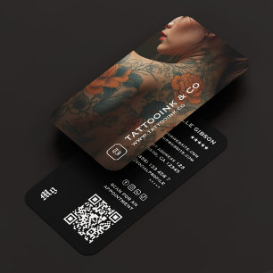 Carte De Visite Tatouage Artiste Tatouage Monogramme Photo Noir