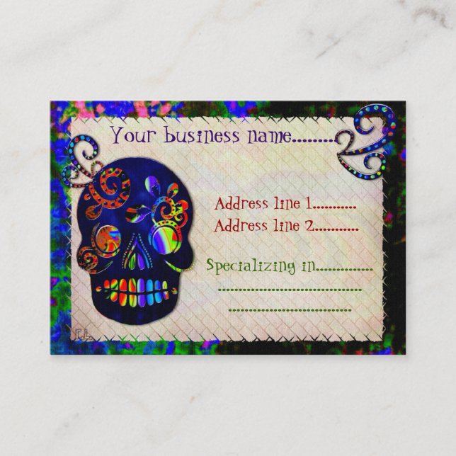 Carte De Visite Tatouage de douane festive 3D du crâne mexicain (Devant)