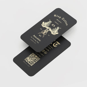 Carte De Visite Tatouage moderne Artiste Tatouage Studio Shop Blac