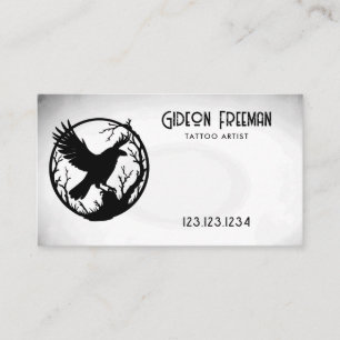 Carte De Visite Tatouage Silhouette Grunge Black & White Crow