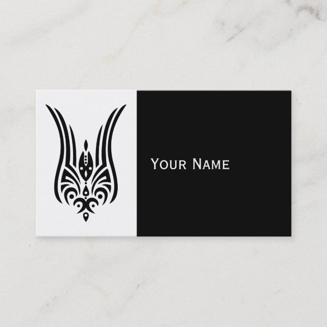 Carte De Visite Tatouage tribal NOIR - tulipe + vos idées (Devant)