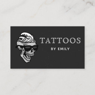 Carte De Visite Tatouages par votre nom Crâne funky dans lunettes 