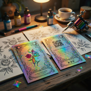 Carte De Visite Tatoueur   Tatouage Céleste Holographique