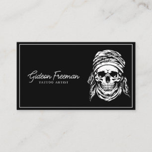 Carte De Visite Tatouiste du crâne noir et blanc tendance