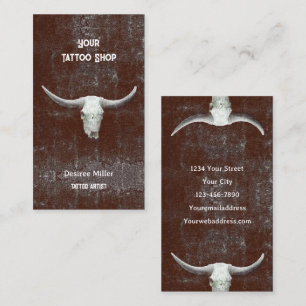 Carte De Visite Tattoo Shule Taureau Rodéo Brown Blanc Occident