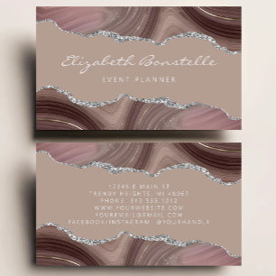 Carte De Visite Taupe Agate Parties scintillant Argent Luxe