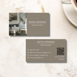 Carte De Visite Taupe du concepteur QR de photo personnalisé profe