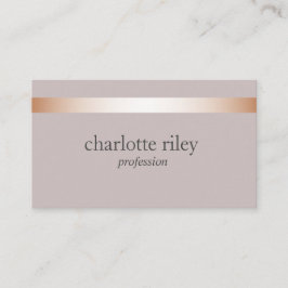 Carte De Visite Taupe | Moderne Rose Or rayé élégant