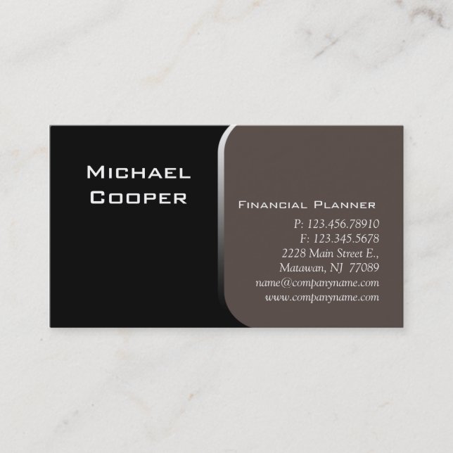 Carte De Visite Taupe professionnel de planificateur financier de (Devant)