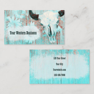 Carte De Visite Taureau Turquoise Russe Sur Le Bois