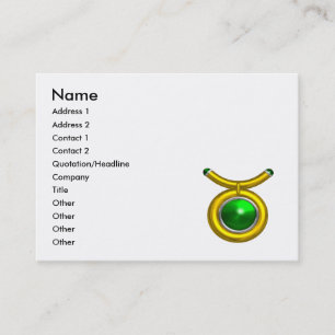 Carte De Visite TAURUS GOLD ZODIAC JEWEL Émeraude Vert Blanc