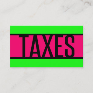 Carte De Visite Taxes Neon Green et Hot Pink