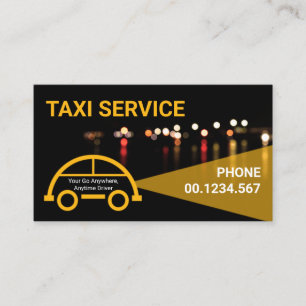 Carte De Visite Taxi artistique Voiture de nuit feux de circulatio