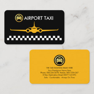 Carte De Visite Taxi Avion Jaune Cases Cochées