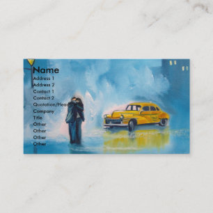 CARTE DE VISITE TAXI DE JAUNE DE COUPLES DE JOUR PLUVIEUX