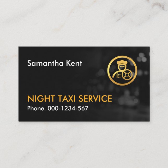 Carte De Visite Taxi de nuit Ville Lumières Bokeh (Devant)