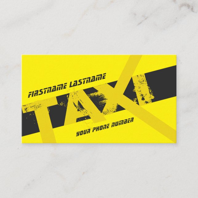 Carte De Visite TAXI jaune pour chauffeur de taxi professionnel (Devant)