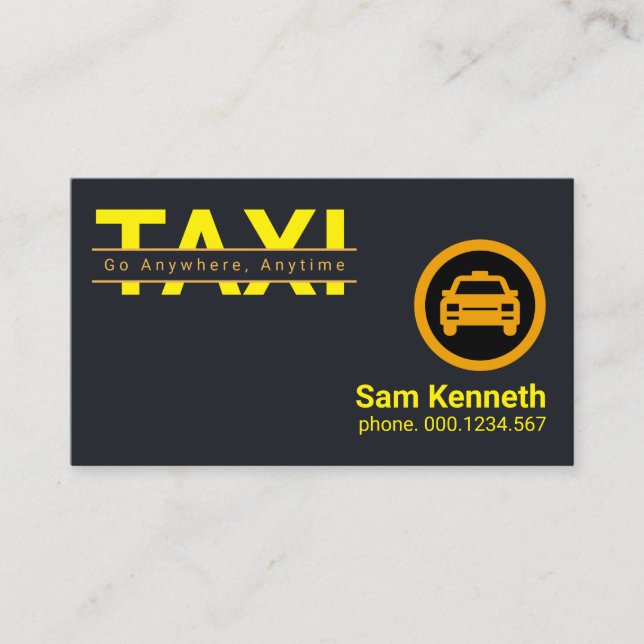 Carte De Visite Taxi jaune simple Lignes d'or Taxi chauffeur (Devant)