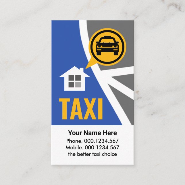 Carte De Visite Taxi Map Route Cab Service (Devant)