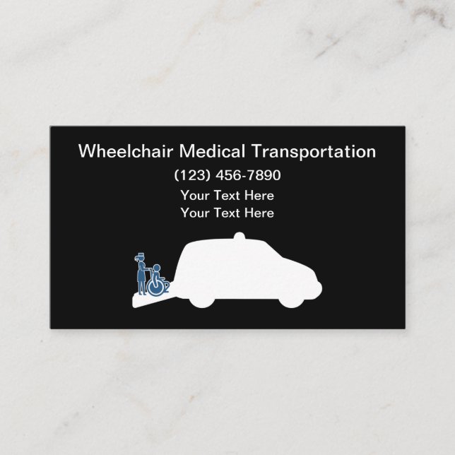 Carte De Visite Taxi Médicale de transport en fauteuil roulant (Devant)