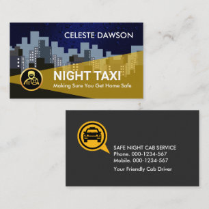 Carte De Visite Taxi nocturne Silhouette de Dark City