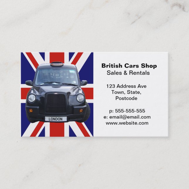 Carte De Visite Taxi noir de Londres (Devant)