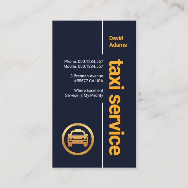 Carte De Visite Taxi professionnel bleu jaune élégant (Devant)