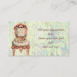 Carte De Visite Teacup rose et chaise victorienne