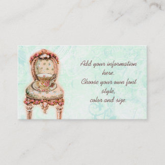 Carte De Visite Teacup rose et chaise victorienne