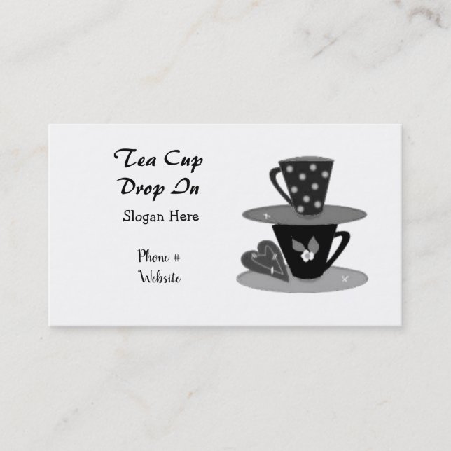 Carte De Visite Teacups empilage noir et blanc (Devant)