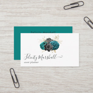 Carte De Visite Teal, Noir et Or Gothique