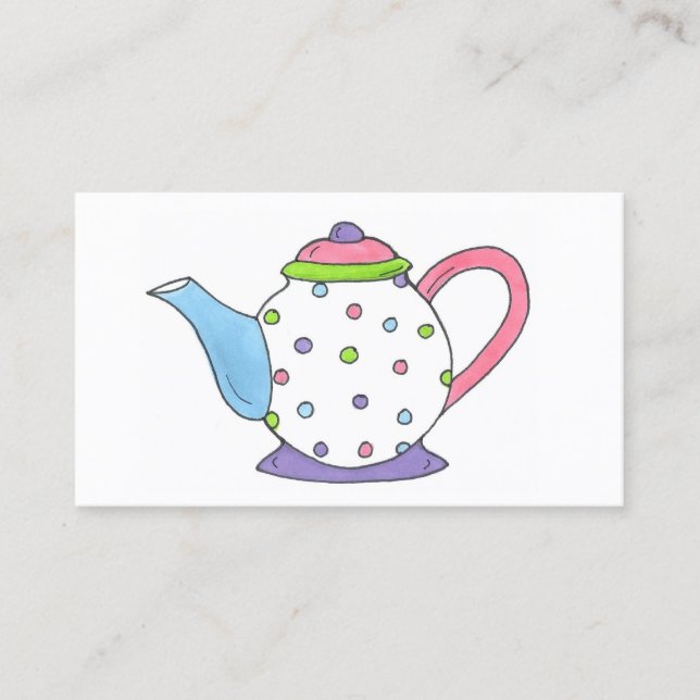 Carte De Visite Teapot Tea Party Pot Teacup Teacup Temps (Devant)