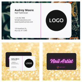 Carte De Visite Technicien à ongles Modèle noir et blanc tendance