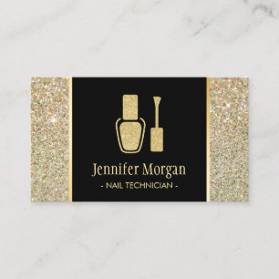 Carte De Visite Technicien à ongles Parties scintillant d'or moder
