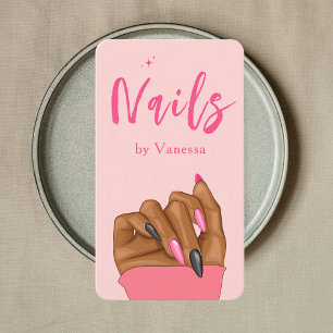 Carte De Visite Technicien à ongles rose vif Qr Code Nails Art Sal