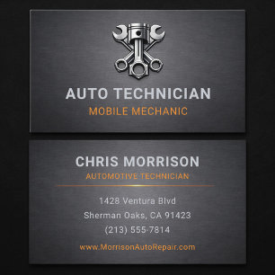Carte De Visite Technicien Automobile Mécanicien Métallique