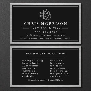 Carte De Visite Technicien CVC métallique industriel