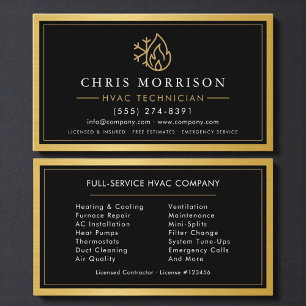 Carte De Visite Technicien CVC Professionnel Métal Doré