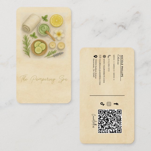 Carte De Visite Technicien de beauté Spa classique Esthéticien (Devant / Derrière)